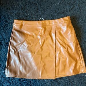 Tan Leather Mini Skirt
